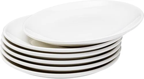 Vikko Plato de postre, juego de 6 platos blancos, porcelana fina, platos de postre apilables de 7 pulgadas, apto para lavavajillas, plato de postre