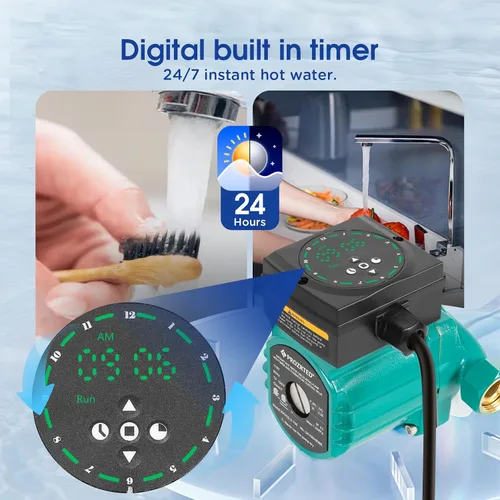 Miniatura 9 de Bomba de circulación instantánea de agua caliente con temporizador digital integrado y válvula de control de termostato ajustable