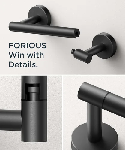Miniatura 124 de FORIOUS Soporte de pared para papel higiénico, soporte de rollo de papel higiénico de doble poste giratorio de acero inoxidable para baño, Blanco