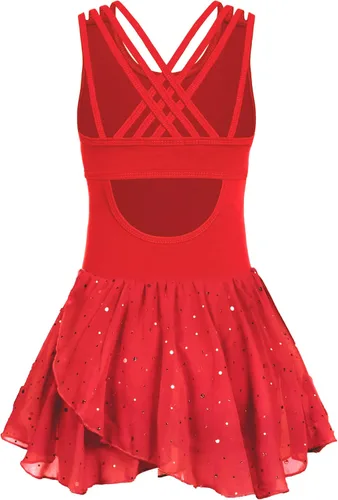 Zaclotre Leotardos de gimnasia para niñas, con tirantes cruzados, brillantes vestidos de baile de ballet con espalda hueca y falda para disfraz de