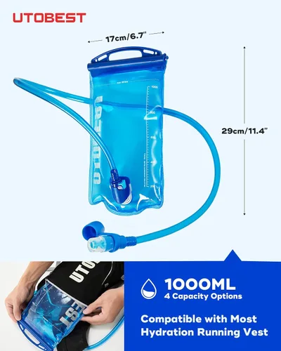 Miniatura 6 de UTOBEST Vejiga de agua, bolsa de hidratación de 1 L, 1.5 L, 2 L, 3 L para mochila de senderismo, sin BPA, depósito de agua a prueba de fugas