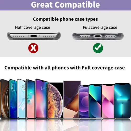 Miniatura 5 de TACOMEGE Phone Tether Tab for iPhone, Cell Phone Lanyard Patch, Phone Strap Replacement Part for All Full Phone Cases Púrpura