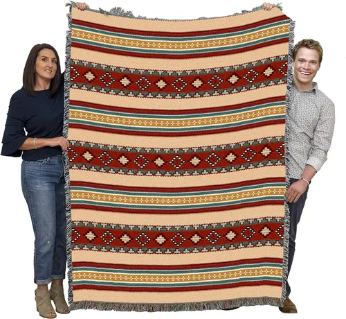 Miniatura 15 de Pure Country Weavers Antelope Ridge Earth - Manta inspirada en los nativos americanos del suroeste, manta de tapiz de regalo tejida de algodón
