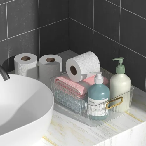 Miniatura 4 de Kekow Paquete de 6 cubos organizadores transparentes de despensa, contenedores de almacenamiento de plástico con asa para cocina, refrigerador