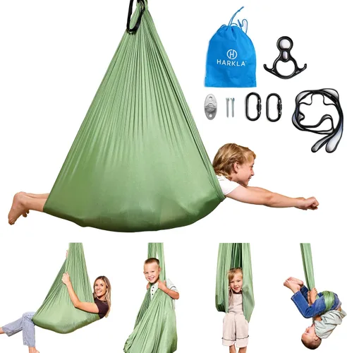 Miniatura 12 de Harkla Columpio sensorial para niños y adultos, soporta 300 libras, columpio sensorial para interiores y exteriores para un efecto calmante similar