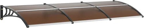 Miniatura 13 de VEVOR Toldo para puerta de entrada, toldo de puerta de ventana de 24 x 24 pulgadas con drenaje y soporte de ABS, cubierta de policarbonato