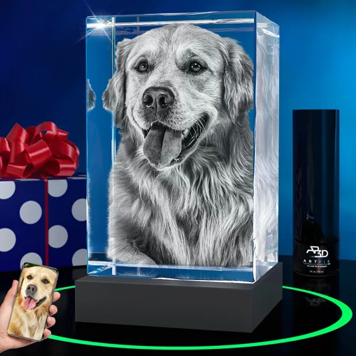 Miniatura 15 de ArtPix 3D Foto de cristal, regalos conmemorativos personalizados para perros con tu propia foto para los amantes de los perros, dueños de mascotas