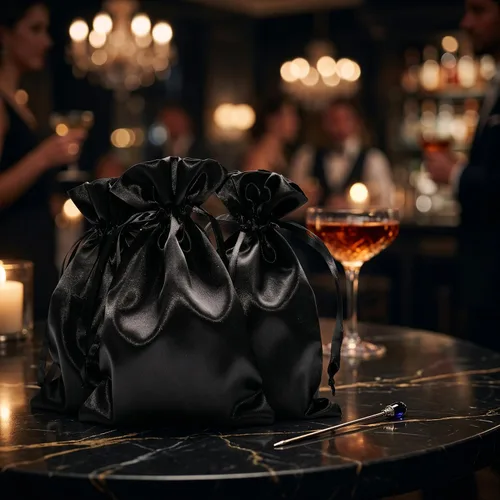 Miniatura 4 de Bolsas de regalo de satén negro de 4" x 6", bolsas de joyería, bolsas de regalo de boda con cordón, para baby shower, Navidad, 50 por paquete Negro