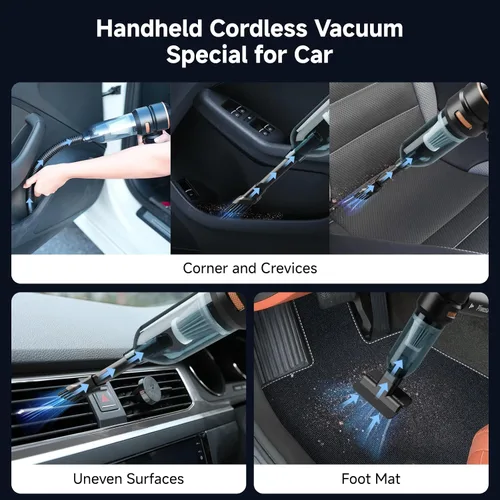 Miniatura 4 de Aspiradora de Mano Inalámbrica, Aspiradora para Automóvil con Motor sin Escobillas, Aspiradora de Succión Fuerte y Sopladores de Aire Comprimido