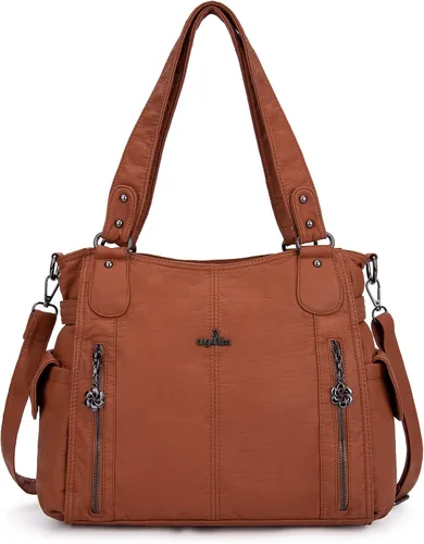 Miniatura 26 de Angel Kiss Bolsos para mujer con tiras en la parte superior, bolso estilo Hobo, bolsas de hombro espaciosas y casuales, cartera estilo Tote de PU