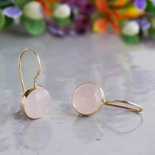 Miniatura 5 de 14K Gold Gemstone Drop Earrings - Birthstone Dangle - Solid Yellow Gold Dangle Earrings - Dainty Handmade Wedding Jewelry - Perfect Bridal or