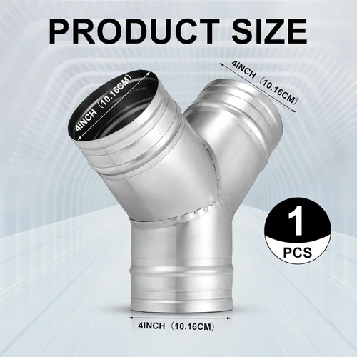 Miniatura 2 de Therwen Divisor de conducto de 4 pulgadas y 3 vías para ventilador de escape en forma de Y, conector de manguera de conducto de metal en forma de Y