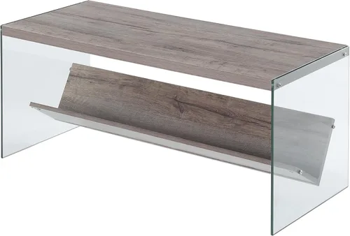 Miniatura 14 de Convenience Concepts SoHo - Mesa auxiliar, gris desgastado/vidrio Gris(Weathered Gray)