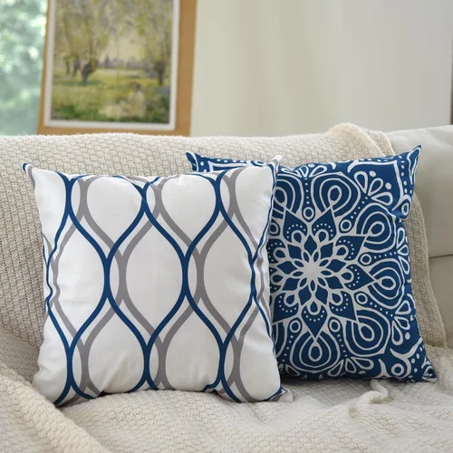 Miniatura 7 de Coliuso Fundas Decorativas para Almohadas de Tiro 16x16 Juego de 4, Azul Moderno Simple Cuadrado Funda de Almohada Cojín para Sofá Sillón