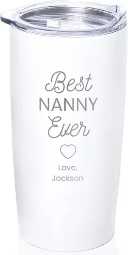 Miniatura 24 de Lifetime Creations Taza de acero inoxidable personalizada grabada con tapa para enfermera de 590 ml (blanca) - Regalo personalizado para enfermera