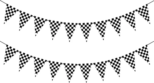 VILIFEVER 2 banderas a cuadros en blanco y negro, pancarta a cuadros de doble cara para decoración de fiestas de carreras, coches de carreras, baby