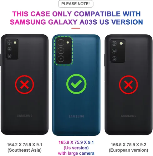 Miniatura 2 de LeYi para Samsung Galaxy A03S Funda de teléfono, Funda Samsung AO3S con [Paquete de 2] Protector de pantalla, [Calidad militar] Funda protectora