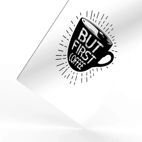 Miniatura 3 de HB Art Design But First Coffee - Taza con cita en blanco y negro con impresión de metal, arte de pared, decoración de cafetería, decoración de pared