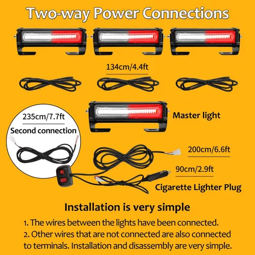 Miniatura 2 de Luces estroboscópicas de emergencia para vehículo, 12-24V 4 en 1 LED 32W montaje en superficie barra de luz estroboscópica intermitente de Blanco