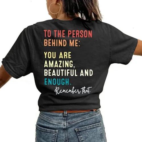 Miniatura 2 de MOUSYA Camiseta con texto en inglés You Matter to The Person Behind Me, You are Amazing Beautiful and Enough ipara mujer, camiseta casual con cuello