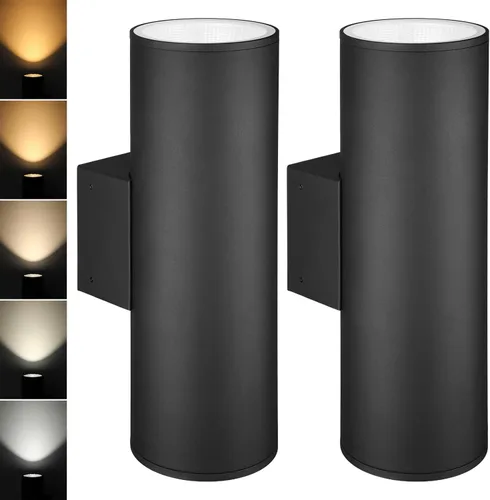 Miniatura 14 de LEONLITE Lámpara de pared LED cilíndrica de 12 pulgadas, 5CCT, para exteriores, 120-277 V, regulable, de aluminio, impermeable, de alta gama, lista