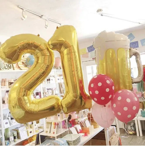 Miniatura 7 de Globos dorados del número 12, globos del número 21, 40 pulgadas