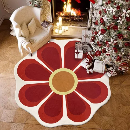 Miniatura 9 de USTIDE Alfombra redonda grande en forma de flor de 63 pulgadas, alfombra circular rosa para dormitorio, sala de estar, alfombra floral lavable