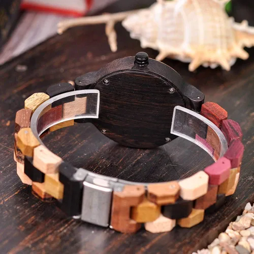 Miniatura 5 de BOBO BIRD Wood Watches Colorful Wood WristWatches Week & Date Display Multifunction Handmade Quartz Watch Sport Chronograph Unique Wristwatch for