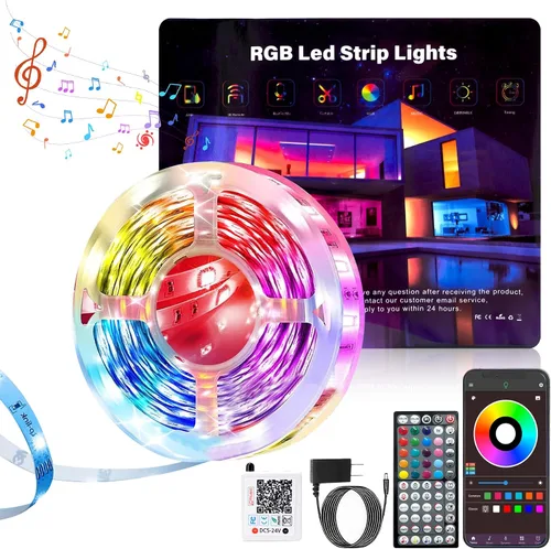 Miniatura 7 de NBBUFF - Luces LED para dormitorio de 300 pies (2 rollos de 150 pies), tira de luces LED RGB con sincronización de música y cambio de color, control