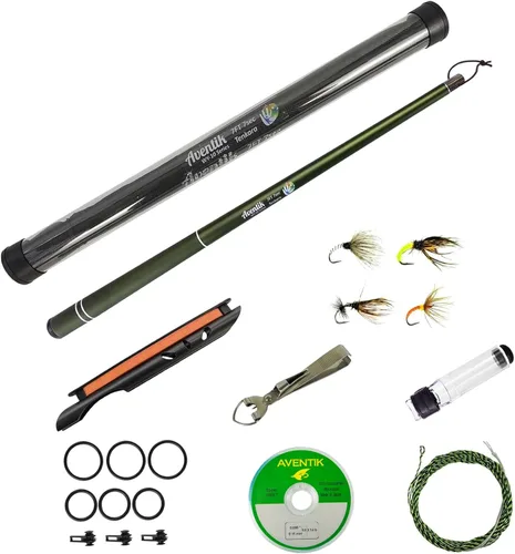 Miniatura 11 de Aventik FreshStart Tenkara Rod de 7 pies/8 pies, Kit Completo de Caña Tenkara para Principiantes, Fibra de Carbono 24T, Fácil de Lanzar, Flexible