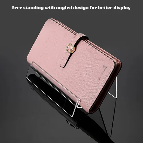Miniatura 5 de JUXYES Paquete de 8 carteras de acrílico transparente y soporte de exhibición de bolso para boutique y encimera minorista