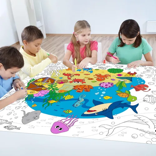 Miniatura 6 de Póster Gigante para Colorear Bajo el Mar para Niños Mantel Grande para Colorear Libros en Rollo de Papel del Océano de Verano Hojas Páginas Arte