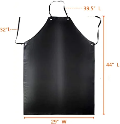 Miniatura 7 de K Y KANGYUN Delantal de vinilo de goma impermeable negro - 43Hx29W pulgadas ajustable largo negro ligero