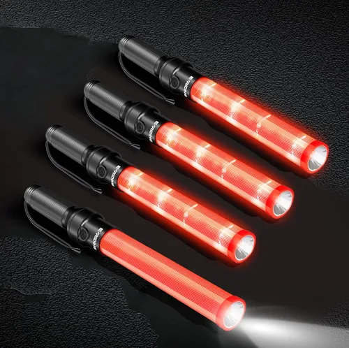Miniatura 7 de E-riding 10 varitas de tráfico de señal de 21 pulgadas, varita de control de tráfico con LED blanco en la parte superior, luz de tráfico