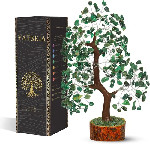 Miniatura 14 de YATSKIA - Árbol de cristal turquesa Feng Shui, alambre, bonsái Buhha, estatua reiki, Chakra curativo energía positiva, buena suerte dinero regalos