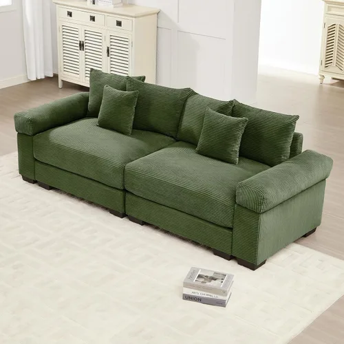 Miniatura 63 de Sofá modular de gran tamaño de 117.3 pulgadas, sofás modulares grandes de pana para sala de estar, sofás de 3 plazas, moderno juego de sofá de Blanco