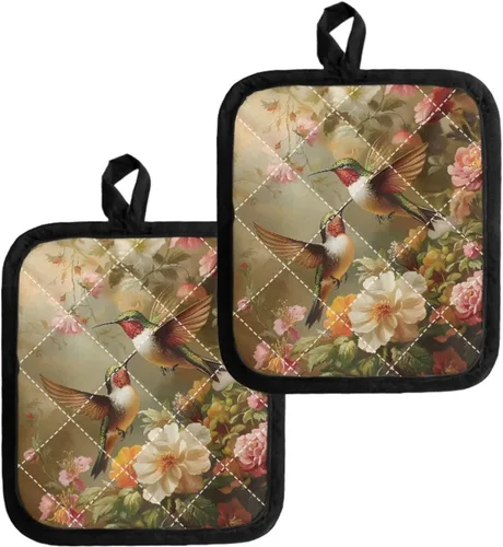 Miniatura 22 de UNICEU Porta ollas de mariposa con diseño de gallo, 2 paquetes para cocina, hornear, parrilla, cocinar, resistentes al calor, almohadillas calientes