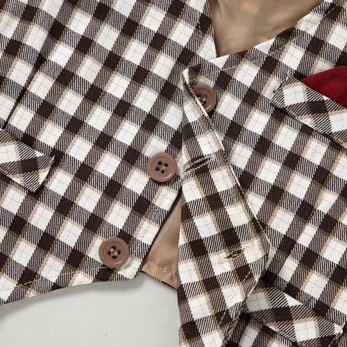 Miniatura 6 de DISAUR - Conjunto de ropa para bebé niño pequeño, 4 piezas de vestido de caballero + chaleco + pantalones + corbatín de algodón