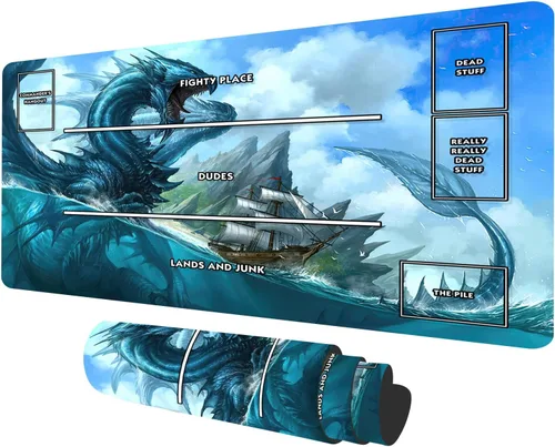 Miniatura 7 de Alfombrilla de juego Dragon TCG con zonas, reglas zonas, tapete de juego para MTG juego de cartas, juego de mesa, alfombrilla de mouse de 23.6 x