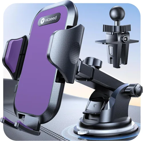 Miniatura 10 de VICSEED - Soporte universal de teléfonos para el tablero o la rejilla de ventilación del coche, con un brazo largo y una ventosa fuerte, compatible