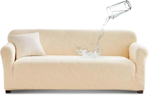 Miniatura 10 de Tokokimo Funda de sofá biplaza 100% impermeable, protector de muebles a prueba de fugas para niños, mascotas (sofá biplaza, beige) con margen