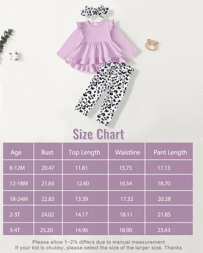 Miniatura 6 de NZRVAWS Baby Girl Clothes Toddler Girl Outfit 3 6 12 18 24 Months 2T 3T Clothing Fall Winter Shirt Long Pant Clothing