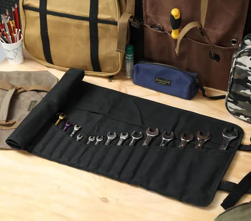 Miniatura 5 de Bolsa de herramientas Denifiter, organizador enrollable de llaves de lona encerada resistente, soporte multiusos de herramientas manuales pequeñas