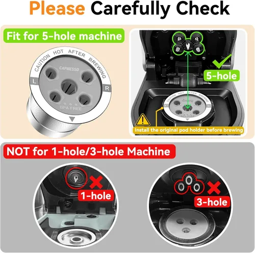 Miniatura 2 de CAPMESSO Tazas K reutilizables para Keurig: 4 cápsulas de café de acero inoxidable Filtros de café de metal de 5 agujeros para Keurig K Supreme/K