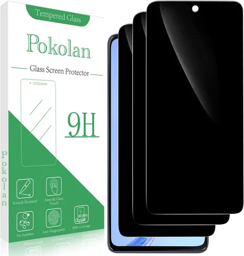 Pokolan Paquete de 3 protectores de pantalla de privacidad para Motorola Moto G Power 5G 2025, película de vidrio templado privado anti espía,