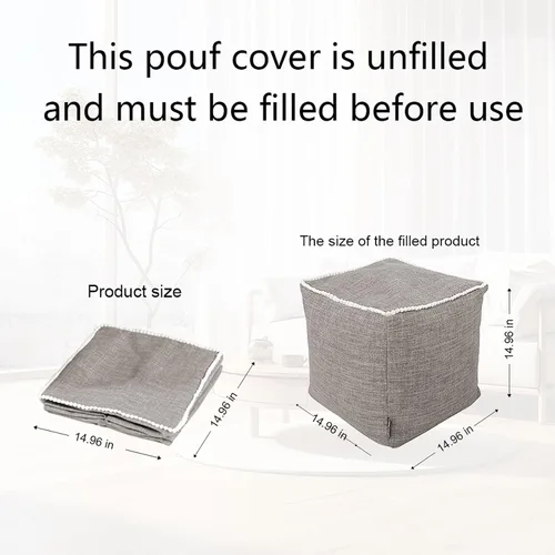 Miniatura 2 de Louis Donné Funda otomana de almacenamiento sin relleno de 45 x 45 pulgadas, lino de algodón, para bricolaje, reposapiés decorativo para sala