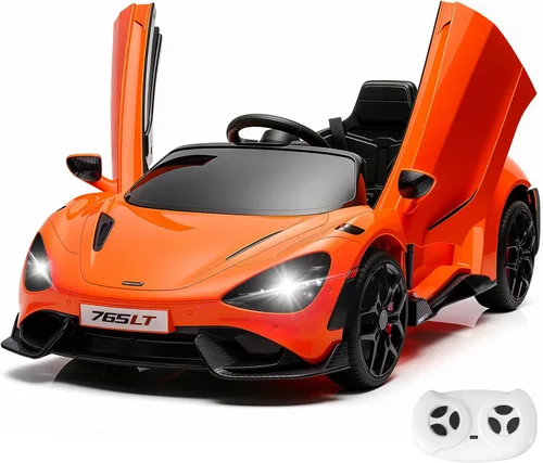 Miniatura 9 de Automóvil de paseo para niños con licencia McLaren 765LT para niños de 3 a 6 años, coche eléctrico de 12 V con batería eléctrica, con control remoto
