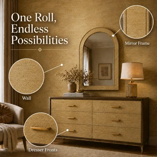 Miniatura 7 de Lámina interior perlada de oro/plata de lima, pegamento de contacto, papel de pared extraíble autoadhesivo Dorado