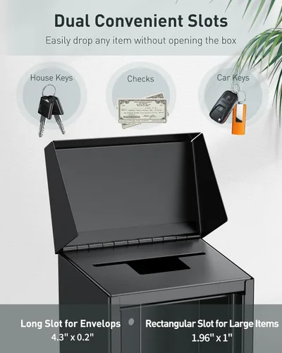 Miniatura 2 de Uniclife Caja para llaves para exterior, caja de donación de metal con cerradura de combinación, caja de sugerencias segura, buzón montado