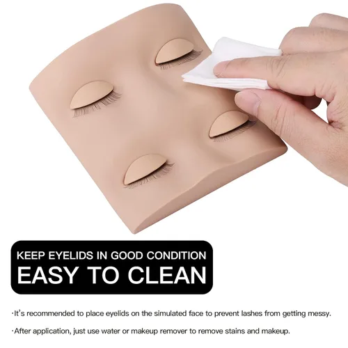 Miniatura 5 de Pretty memory Cabeza de maniquí de pestañas con 2 pares de párpados de práctica extraíbles, cabeza de maniquí de pestañas realista, suministros